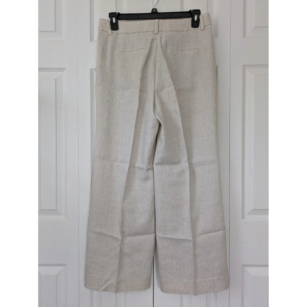 J. Crew Petite Carolina Flare Pant Stretch Linen Blend Size P12 Ivory‎ NWT $168